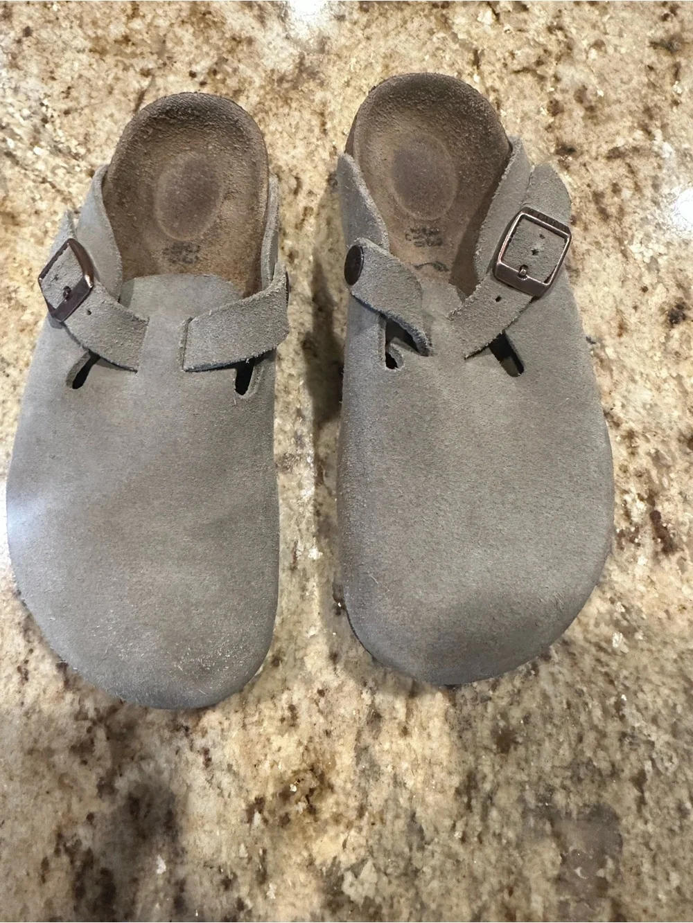 Birkenstock Kids Taupe Suede Clog Sandals with Buckle
